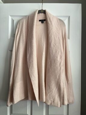 Saks Fifth Avenue 100% Cashmere Pale Pink Balletcore Open Front Cardigan Sz Med